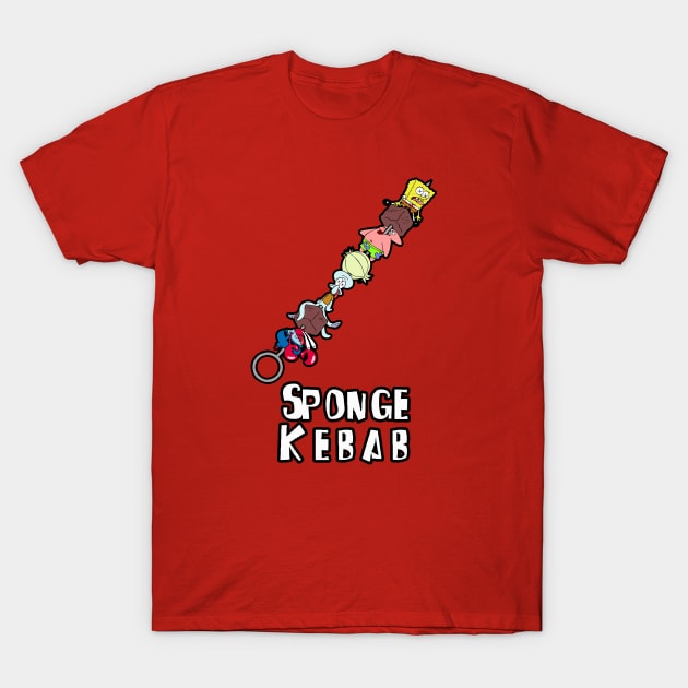 Funny Cute Sponge Kebab BBQ Funny Sea Creatures Cartoon T-Shirt by BoggsNicolas